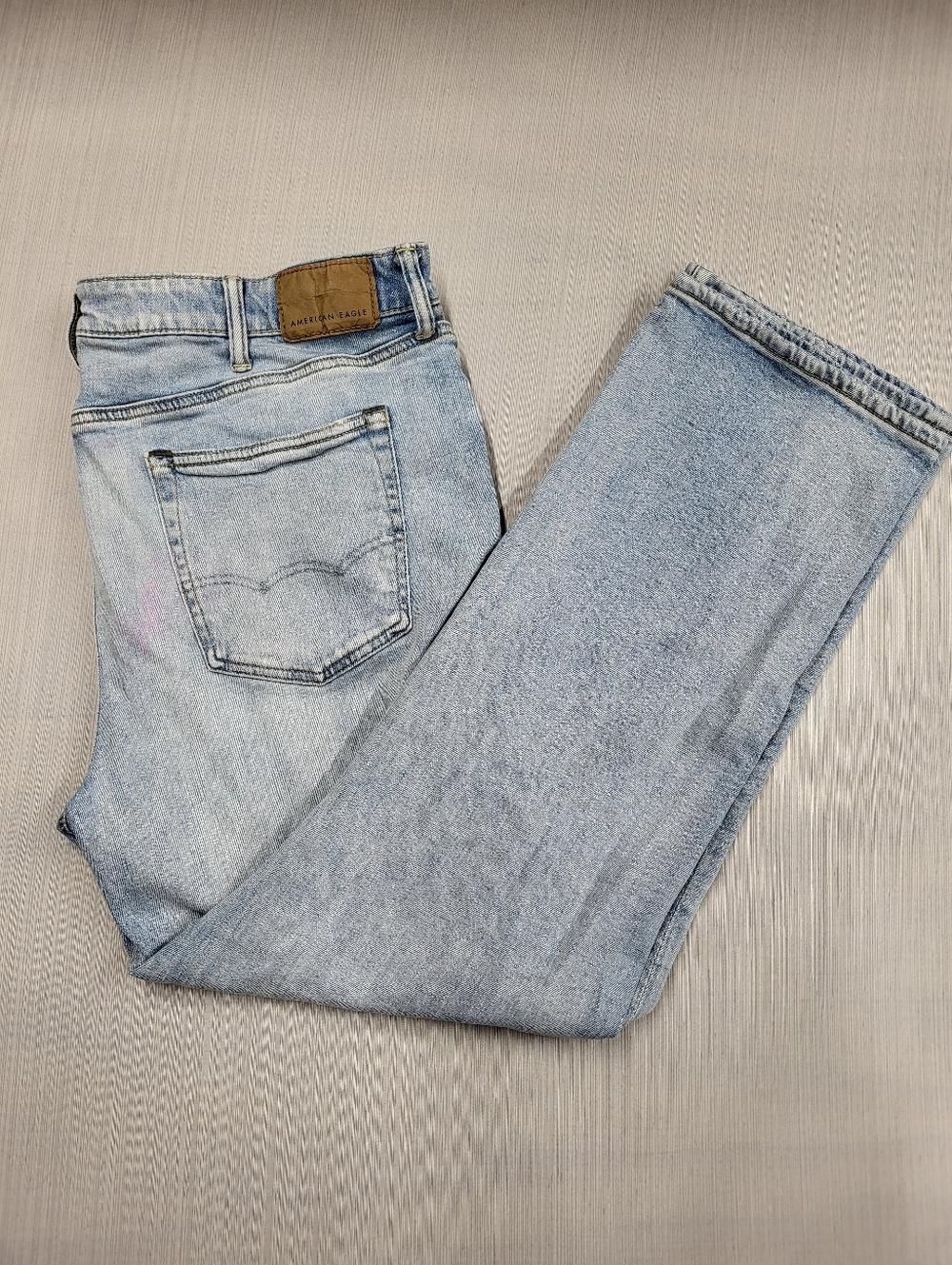 American Eagle Jeans Men 38x30 Airflex+ Light Blue Original Bootcut Distressed